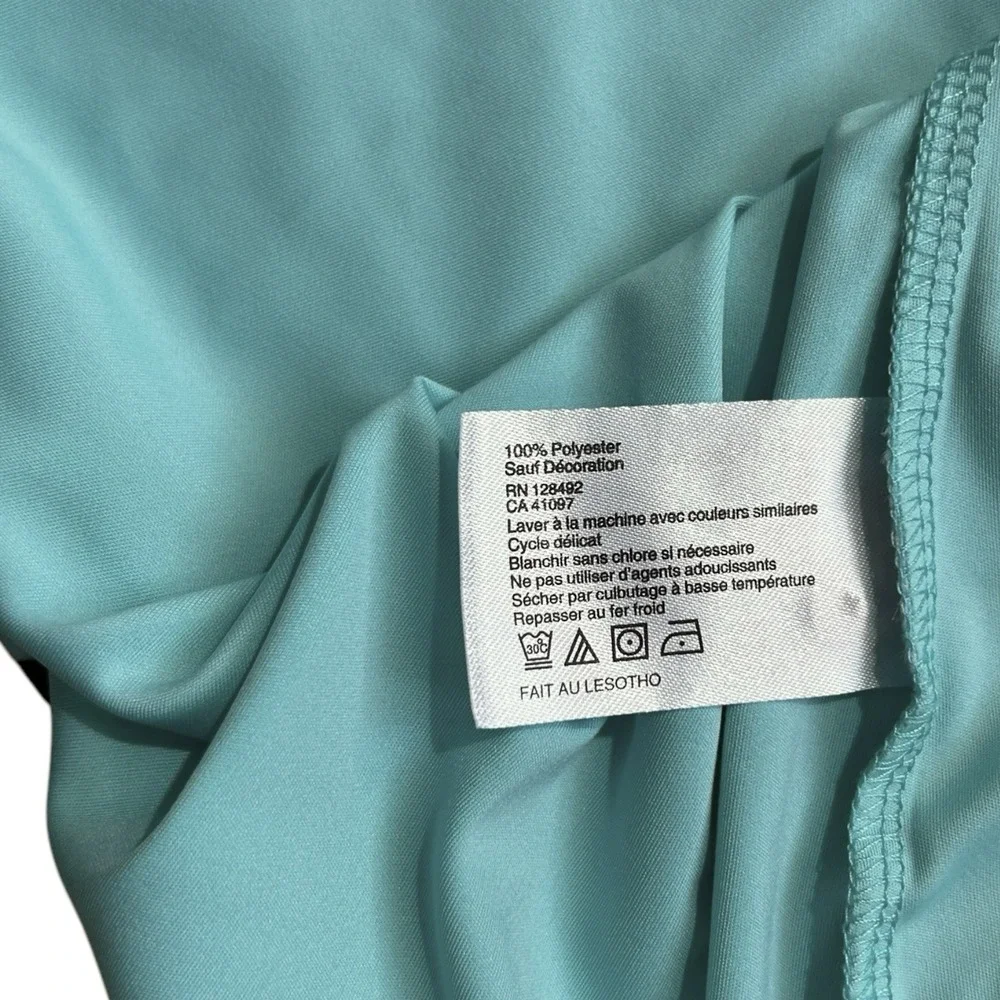 GREG NORMAN Sleeveless Top sz L Aqua Butterfly Print Spread Collar Athletic - Picture 7 of 7